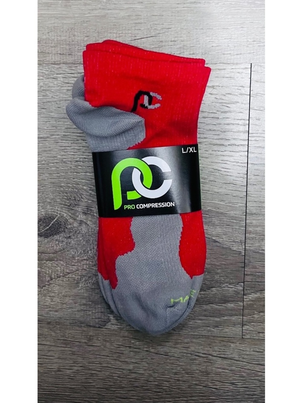 Pro Compression Red and Gray Performance Socks L/XL